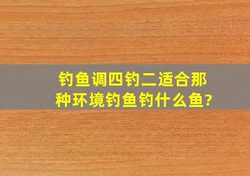 钓鱼调四钓二适合那种环境钓鱼,钓什么鱼?