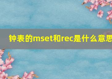 钟表的mset和rec是什么意思