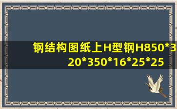 钢结构图纸上H型钢H850*320*350*16*25*25代表什么?