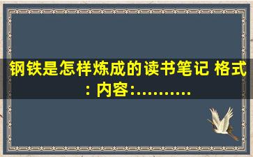 钢铁是怎样炼成的读书笔记 格式: 内容:.................................... 读后感受:.....