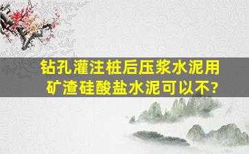 钻孔灌注桩后压浆水泥用矿渣硅酸盐水泥可以不?