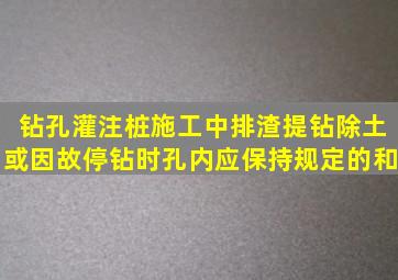 钻孔灌注桩施工中排渣、提钻除土或因故停钻时孔内应保持规定的和