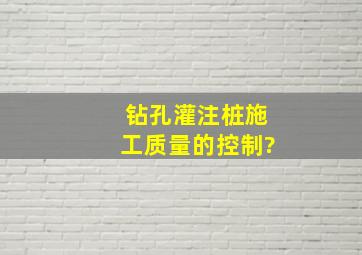 钻孔灌注桩施工质量的控制?