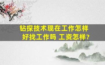 钻探技术现在工作怎样 好找工作吗 工资怎样?