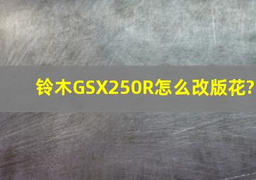 铃木GSX250R怎么改版花?