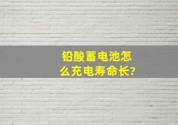 铅酸蓄电池怎么充电寿命长?