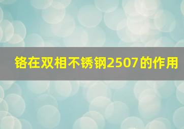 铬在双相不锈钢2507的作用