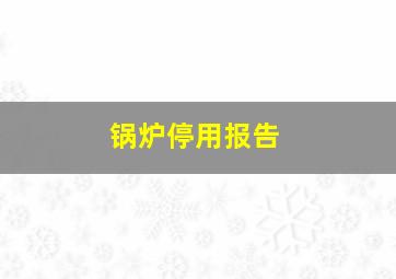 锅炉停用报告