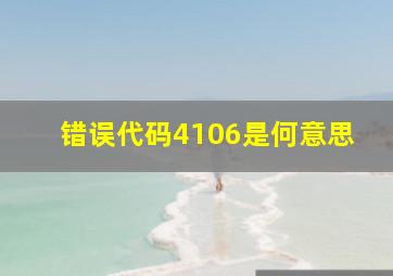 错误代码4106是何意思