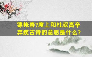 锦帐春?席上和杜叔高辛弃疾古诗的意思是什么?