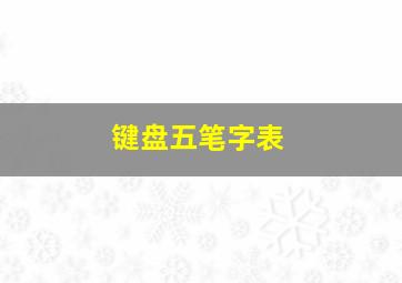 键盘五笔字表