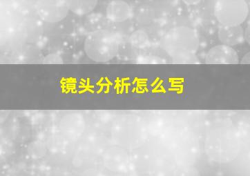 镜头分析怎么写