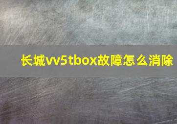 长城vv5tbox故障怎么消除