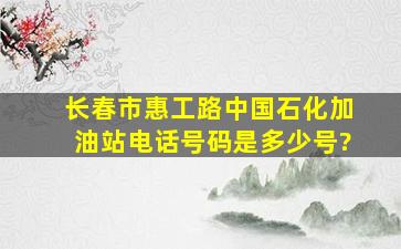 长春市惠工路中国石化加油站电话号码是多少号?