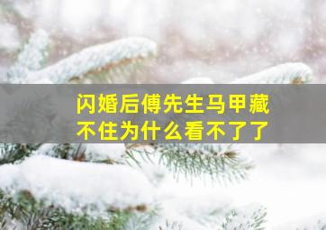 闪婚后傅先生马甲藏不住为什么看不了了