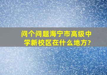 问个问题,海宁市高级中学新校区在什么地方?