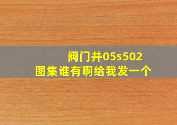 阀门井05s502图集谁有啊给我发一个