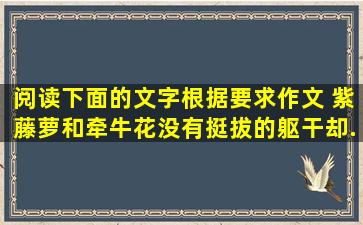 阅读下面的文字,根据要求作文。 紫藤萝和牵牛花,没有挺拔的躯干,却...