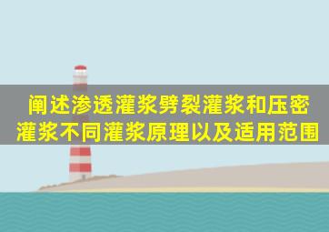 阐述渗透灌浆,劈裂灌浆和压密灌浆不同灌浆原理以及适用范围。