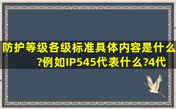 防护等级各级标准具体内容是什么?例如IP54,5代表什么?4代表什么?...