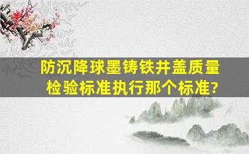 防沉降球墨铸铁井盖质量检验标准执行那个标准?