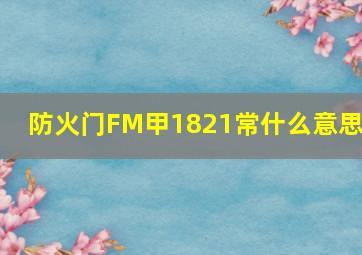 防火门FM甲1821(常)什么意思?