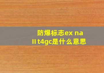 防爆标志ex naⅡt4gc是什么意思