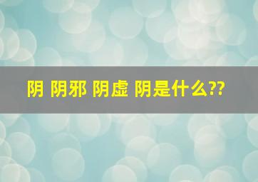 阴 阴邪 阴虚 阴是什么??