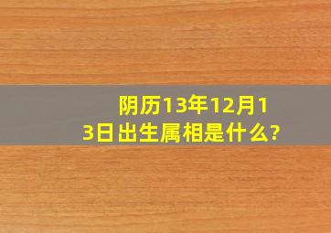 阴历13年12月13日出生属相是什么?