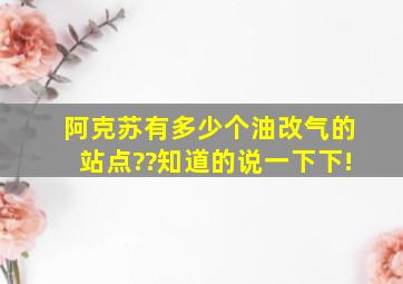 阿克苏有多少个油改气的站点??知道的说一下下!