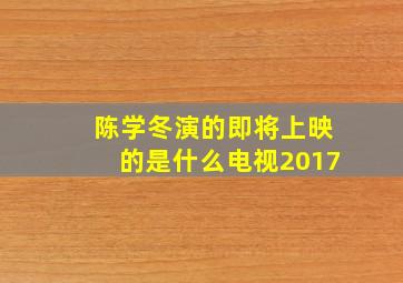 陈学冬演的即将上映的是什么电视2017