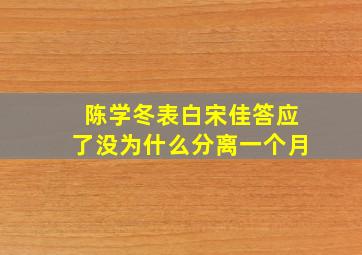 陈学冬表白宋佳答应了没,为什么分离一个月