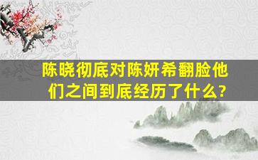 陈晓彻底对陈妍希翻脸,他们之间到底经历了什么?