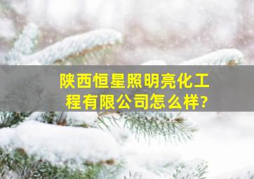 陕西恒星照明亮化工程有限公司怎么样?