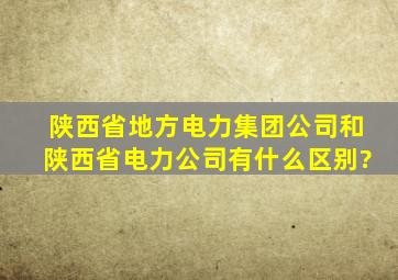 陕西省地方电力(集团)公司和陕西省电力公司有什么区别?