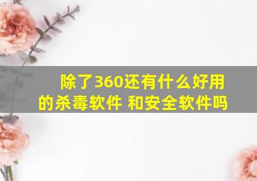 除了360还有什么好用的杀毒软件 和安全软件吗