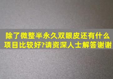 除了微整,半永久,双眼皮,还有什么项目比较好?请资深人士解答谢谢