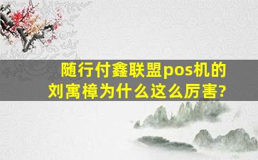 随行付鑫联盟pos机的刘寓樟为什么这么厉害?