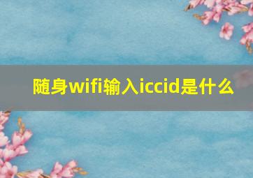 随身wifi输入iccid是什么