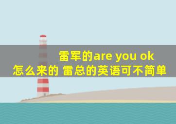 雷军的are you ok怎么来的 雷总的英语可不简单