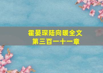 霍晏琛陆向暖全文 第三百一十一章