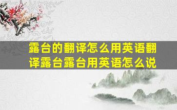 露台的翻译,怎么用英语翻译露台,露台用英语怎么说