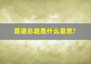 霸道总裁是什么意思?