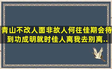 青山不改人面非,故人何往佳期会。待到功成明就时,佳人离我去别离。...