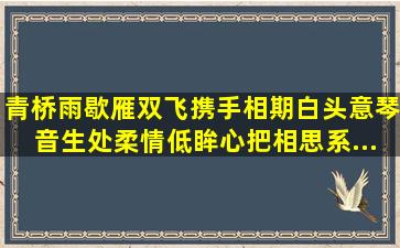 青桥雨歇雁双飞。携手相期白头意,琴音生处,柔情低眸,心把相思系。...