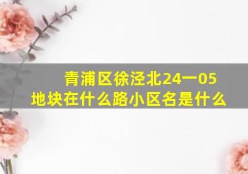 青浦区徐泾北24一05地块在什么路,小区名是什么