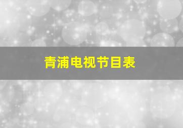 青浦电视节目表