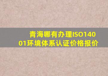 青海哪有办理ISO14001环境体系认证价格,报价