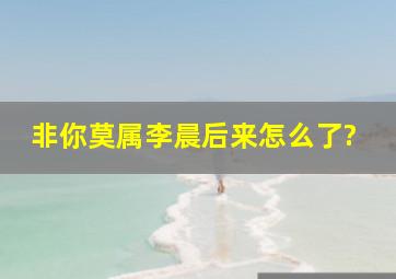 非你莫属李晨后来怎么了?