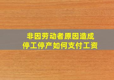 非因劳动者原因造成停工停产如何支付工资